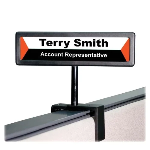 Advantus People Pointer Cubicle Sign, 9" W x 2.5" H, Black (Model 75334)