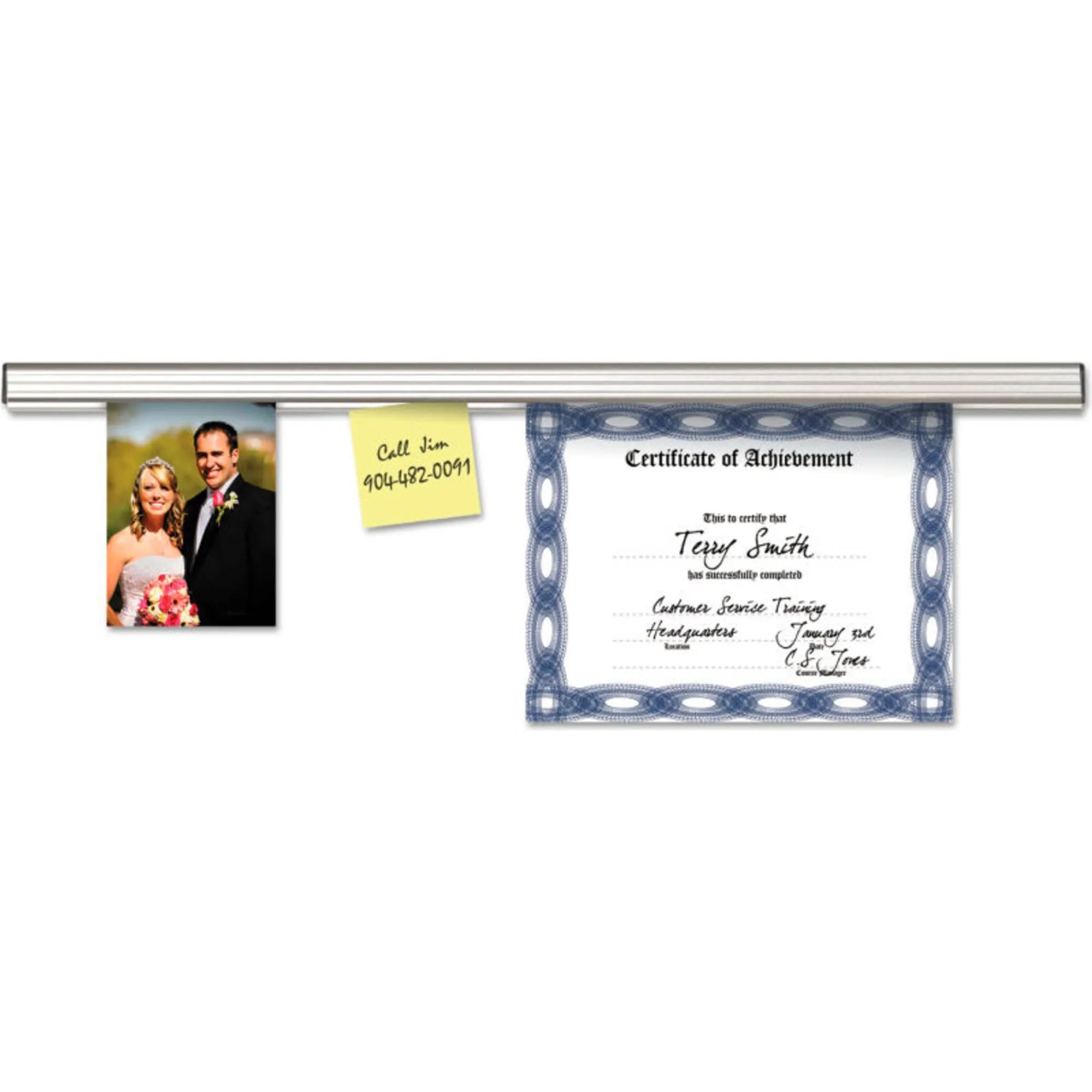Advantus Grip-A-Strip Display Rail, 1 1/2in x 96in, Satin