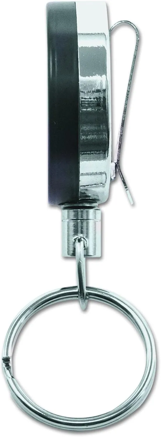 ADVANTUS Heavy-Duty Steel Chain Retractable ID Reel with Belt Clip, Extends 18 Inches, Pack of 6, Black/Chrome (75545)