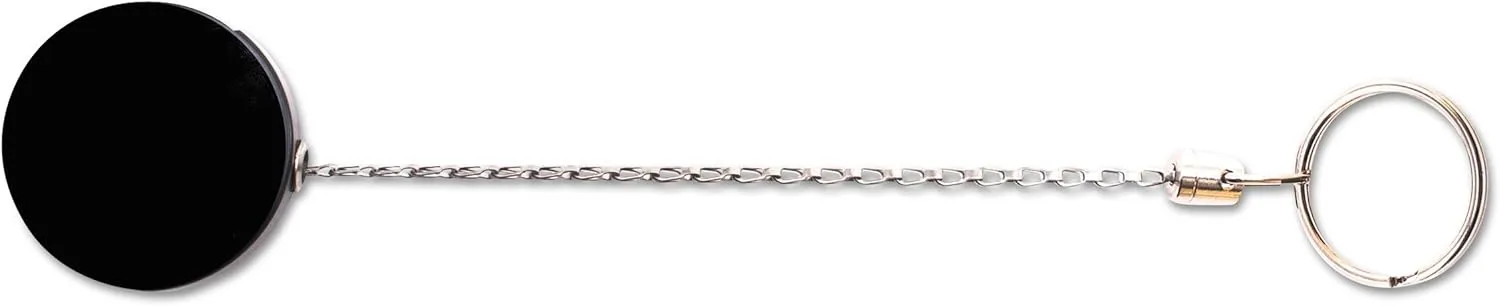 ADVANTUS Heavy-Duty Steel Chain Retractable ID Reel with Belt Clip, Extends 18 Inches, Pack of 6, Black/Chrome (75545)