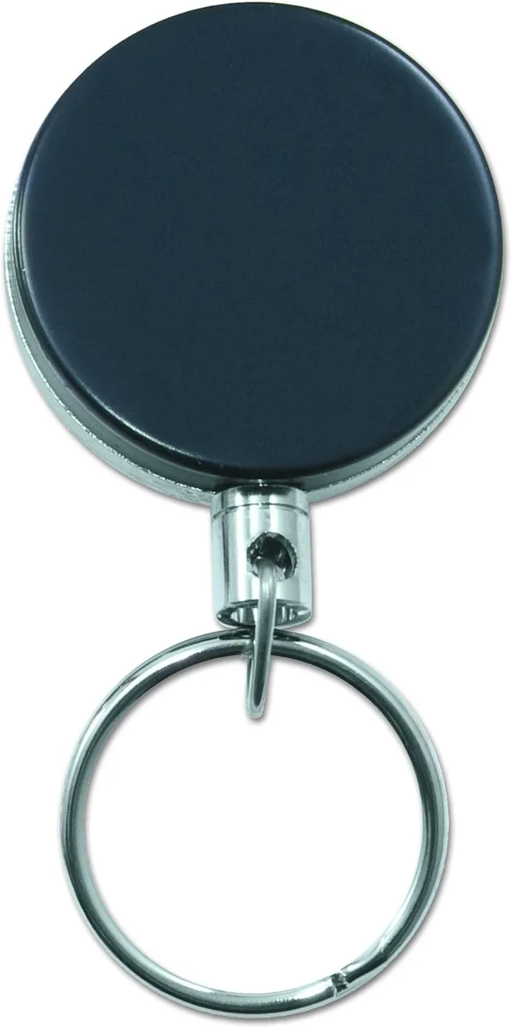 ADVANTUS Heavy-Duty Steel Chain Retractable ID Reel with Belt Clip, Extends 18 Inches, Pack of 6, Black/Chrome (75545)