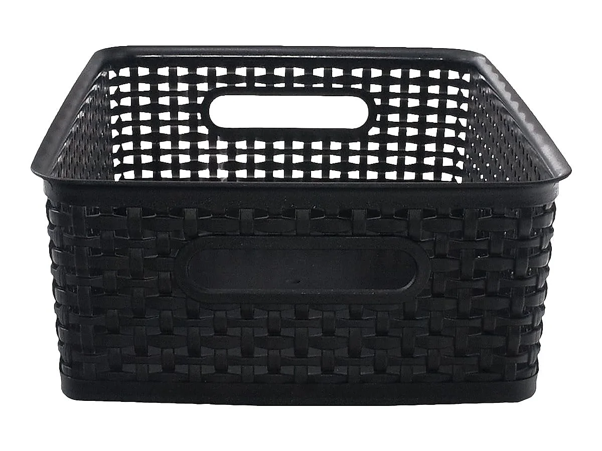 Advantus Weave Design Plastic Medium Bin, 13.75L x 10.5W x 4.625H, Black