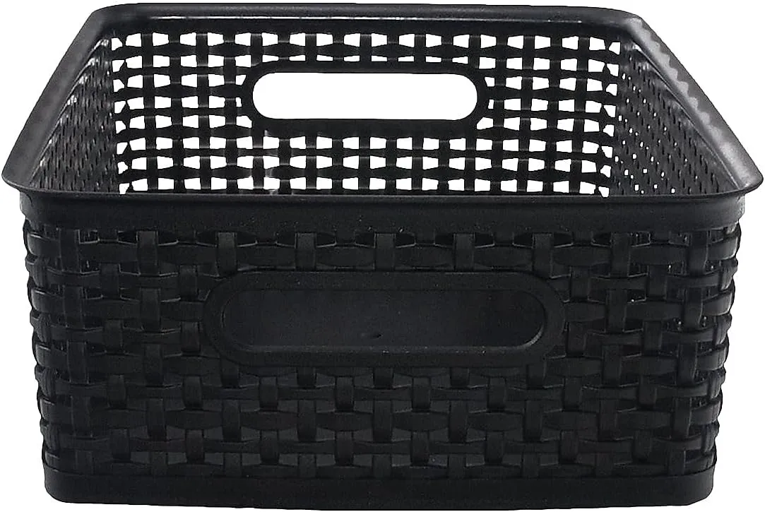 Advantus Weave Design Plastic Medium Bin, 13.75L x 10.5W x 4.625H, Black