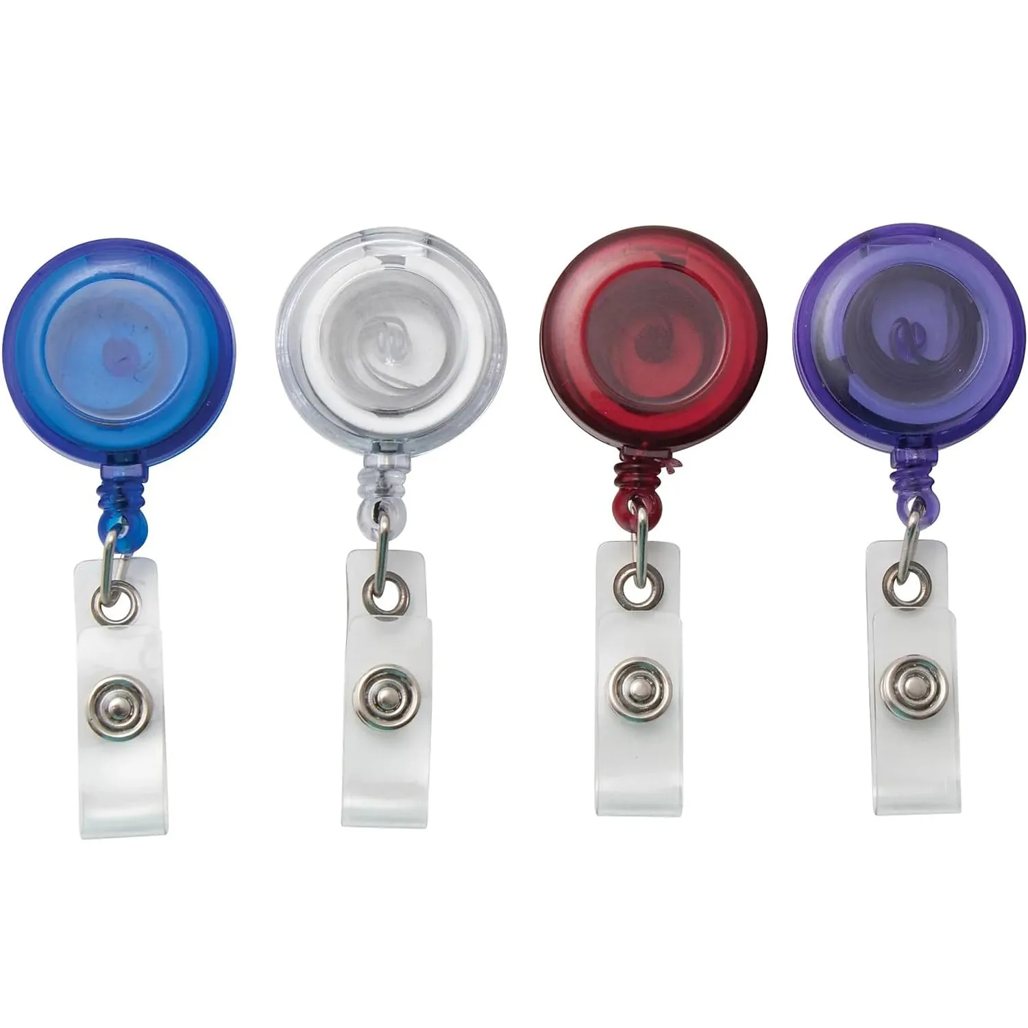 Retractable ID Card Reels with Badge Straps, Assorted, 20/PK