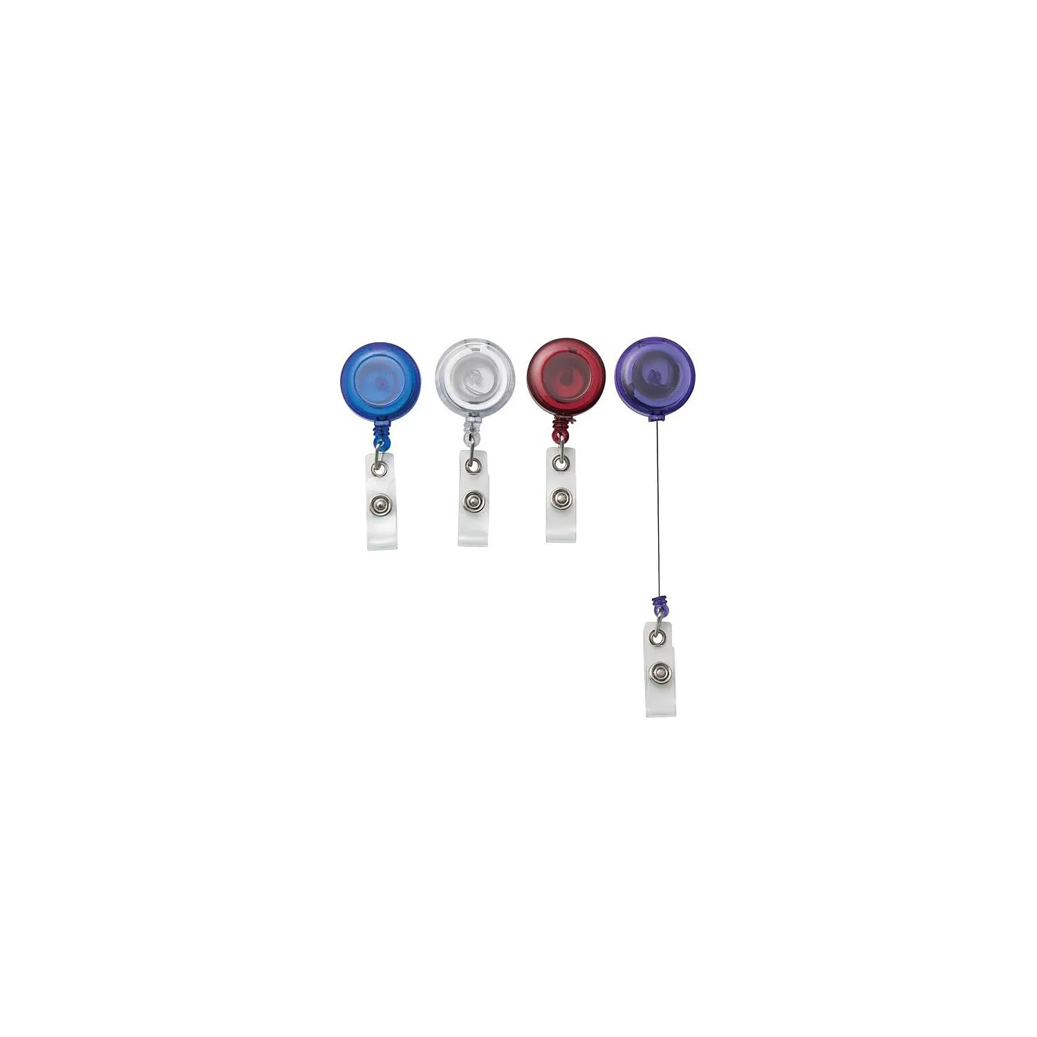 Retractable ID Card Reels with Badge Straps, Assorted, 20/PK