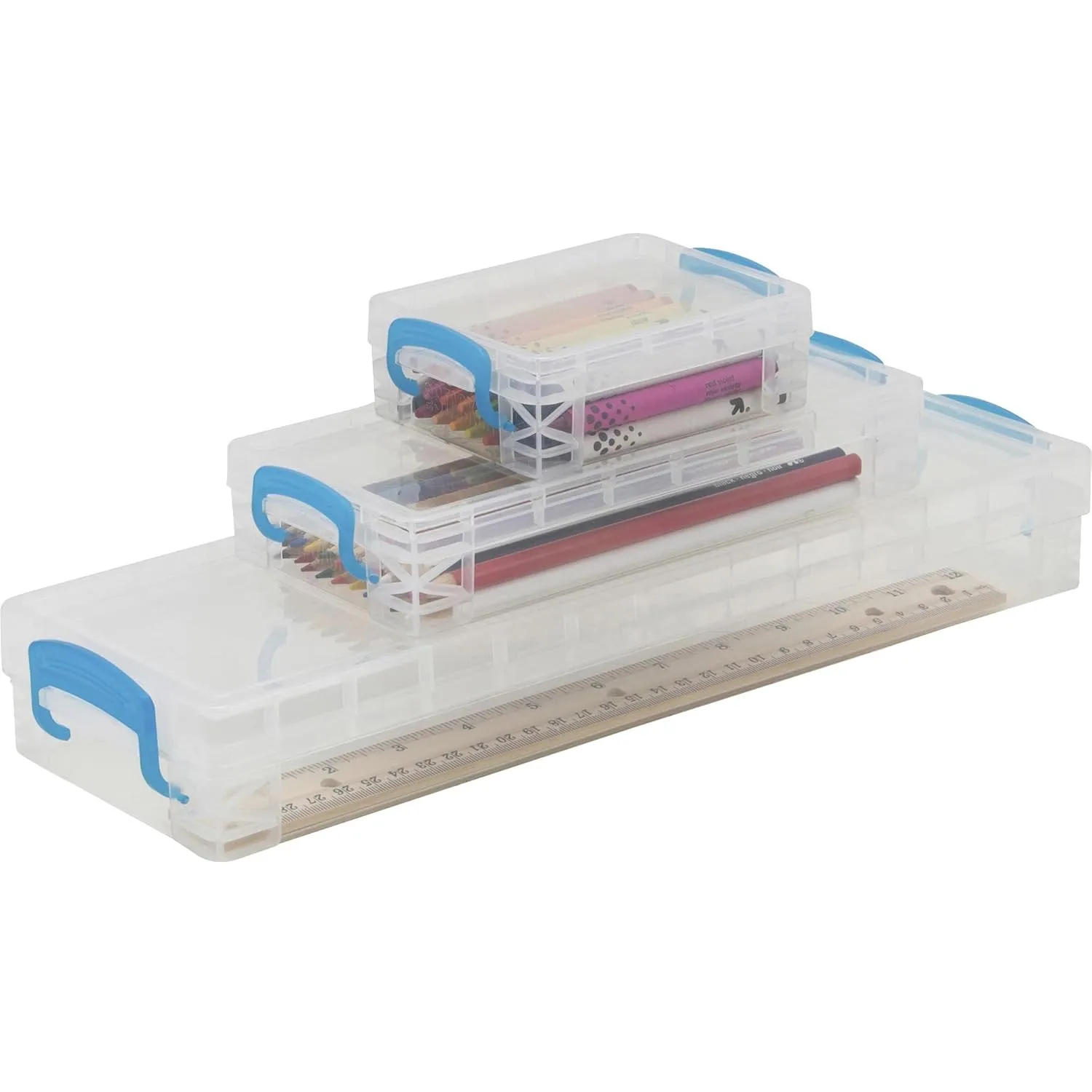 Advantus Super Stacker School Kit - Snap-tight Closure - Heavy Duty - Stackable - Plastic - Transparent - For Pen/Pencil, Marker, Crayon, Ruler, Office, School, Home