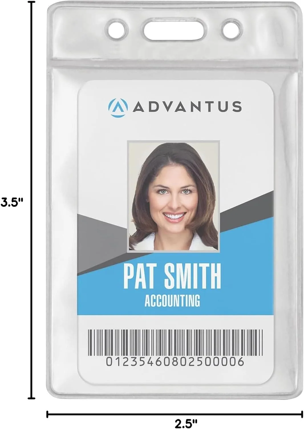 Advantus Vinyl ID Badge Holder, Vertical, 2.5 x 3.5 Insert, Clear, 50/Pack