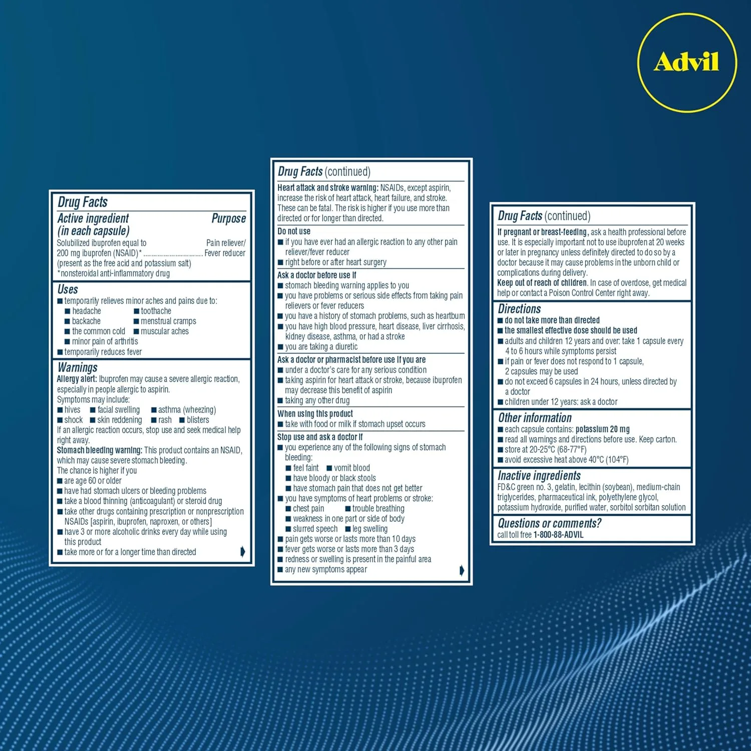 Advil Liqui-Gels Pain Reliever and Fever Reducer, Pain Medicine for Adults with Ibuprofen 200mg for Headache, Backache