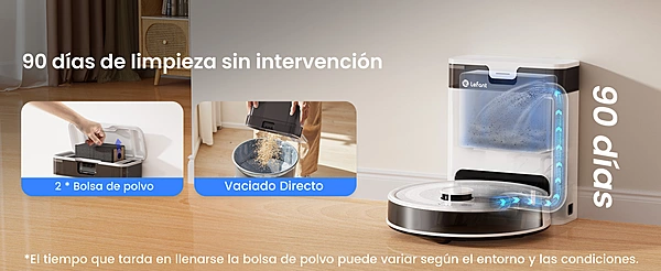 Robot aspiradora y trapeador,6000Pa de succión, Vaciado automático