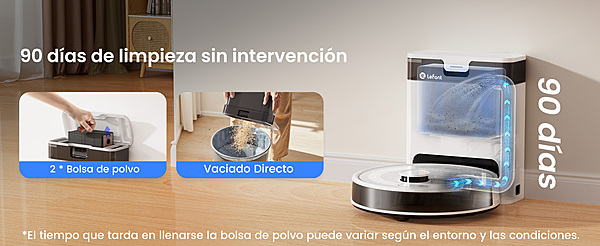 Robot aspiradora y trapeador,6000Pa de succión, Vaciado automático