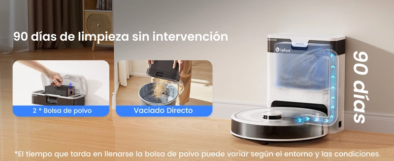 Robot aspiradora y trapeador,6000Pa de succión, Vaciado automático