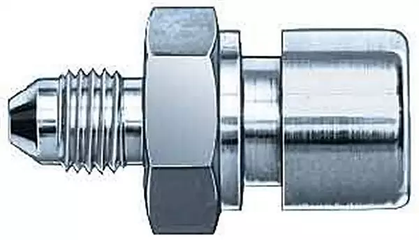 Aeroquip Fitting Adapter, 3/8-24 Inverted Flare Female to 3 AN Male, Alloy Steel, Pair