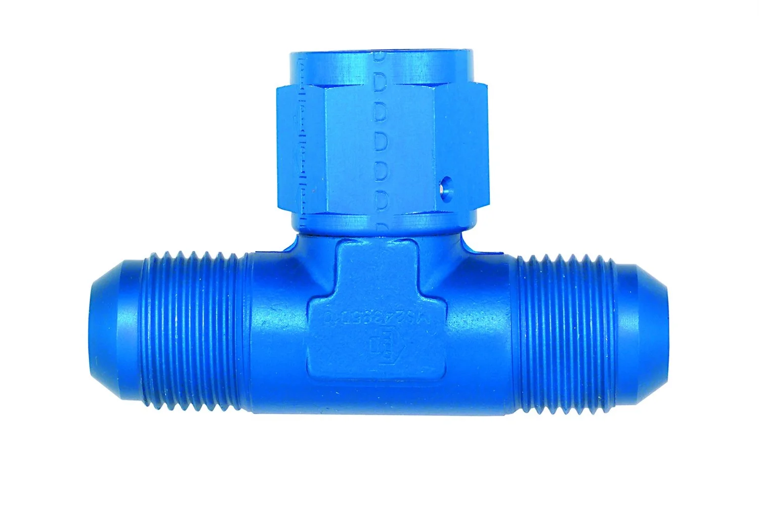 Aeroquip FBM2281 Tee w/Female On The Bottom -4AN Dash Size x -4AN Dash Size x -4AN Dash Size Aluminum Blue Anodized Bulk Packaged Tee w/Female On The Bottom