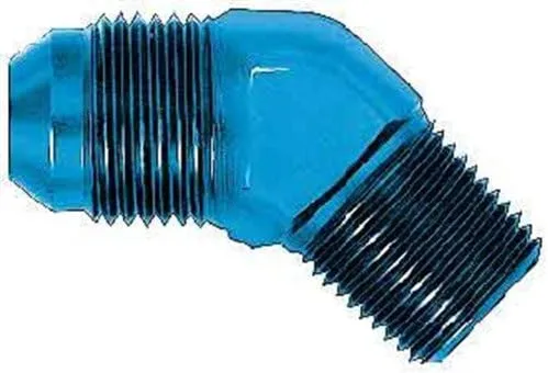 Aeroquip FBM2443 45° Male AN to 1/2 in Pipe Adapter, Aluminum Blue Anodized