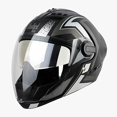 STEELBIRD SBA-2 ISS REED GLOSSY BLACK GREY D/V (SILVER) (L)