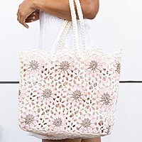 Bag Beach Flower Pink Large