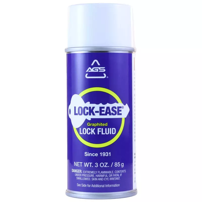AGS Automotive Solutions Lock-Ease Graphite Lock Lubricant – 3oz Aerosol, Prevents Freezing, Reduces Friction, No Residue, Protects Against Wear & Rust