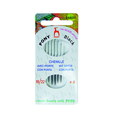 Agujetero Pony Black Chenille 18/22 Caja x 5 tarjetas