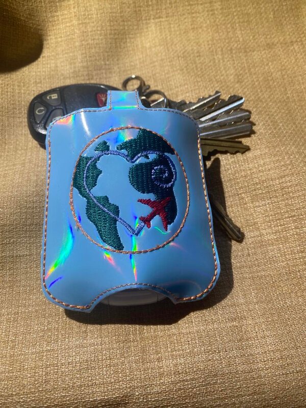 Airline Heart World Hand Sanitizer Key Chain, Hand Sanitizer Keeper, Hand Sanitizer Clip, Hand Sanitizer Keychain