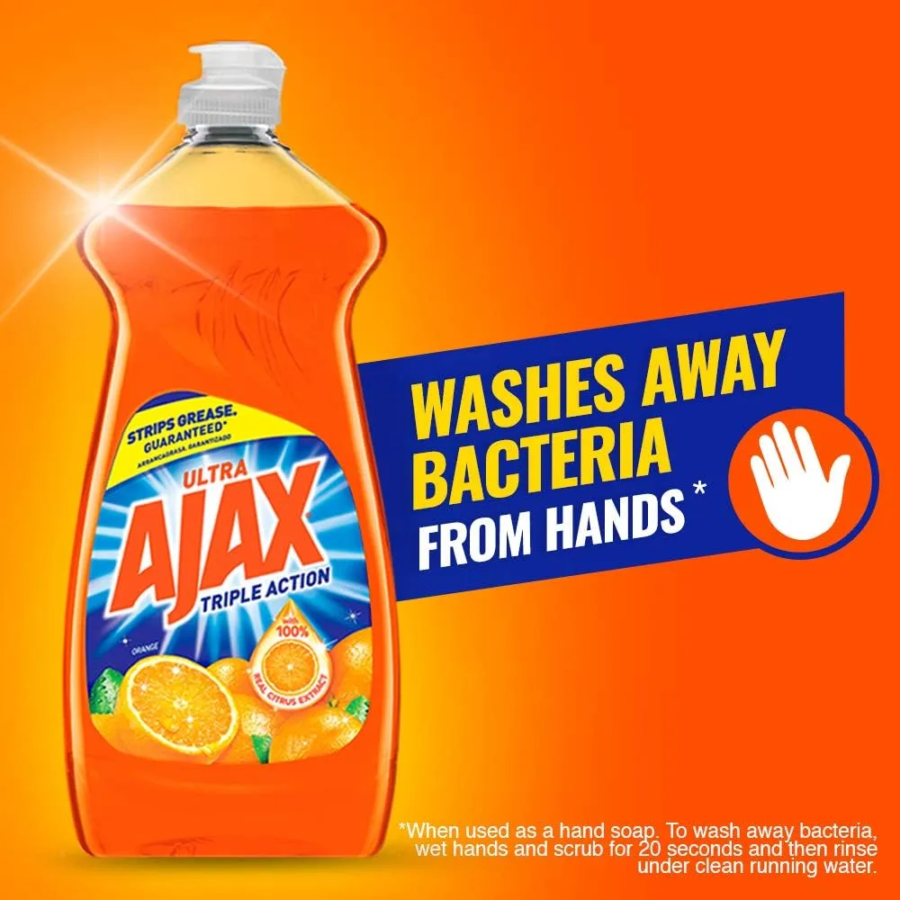 AJAX Ultra Liquid Dish Soap, Triple Action, Orange Scent
