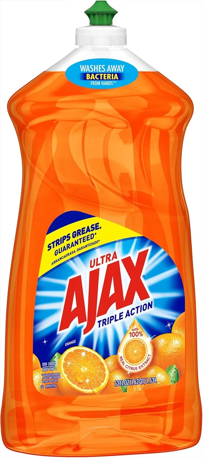 AJAX Ultra Liquid Dish Soap, Triple Action, Orange Scent