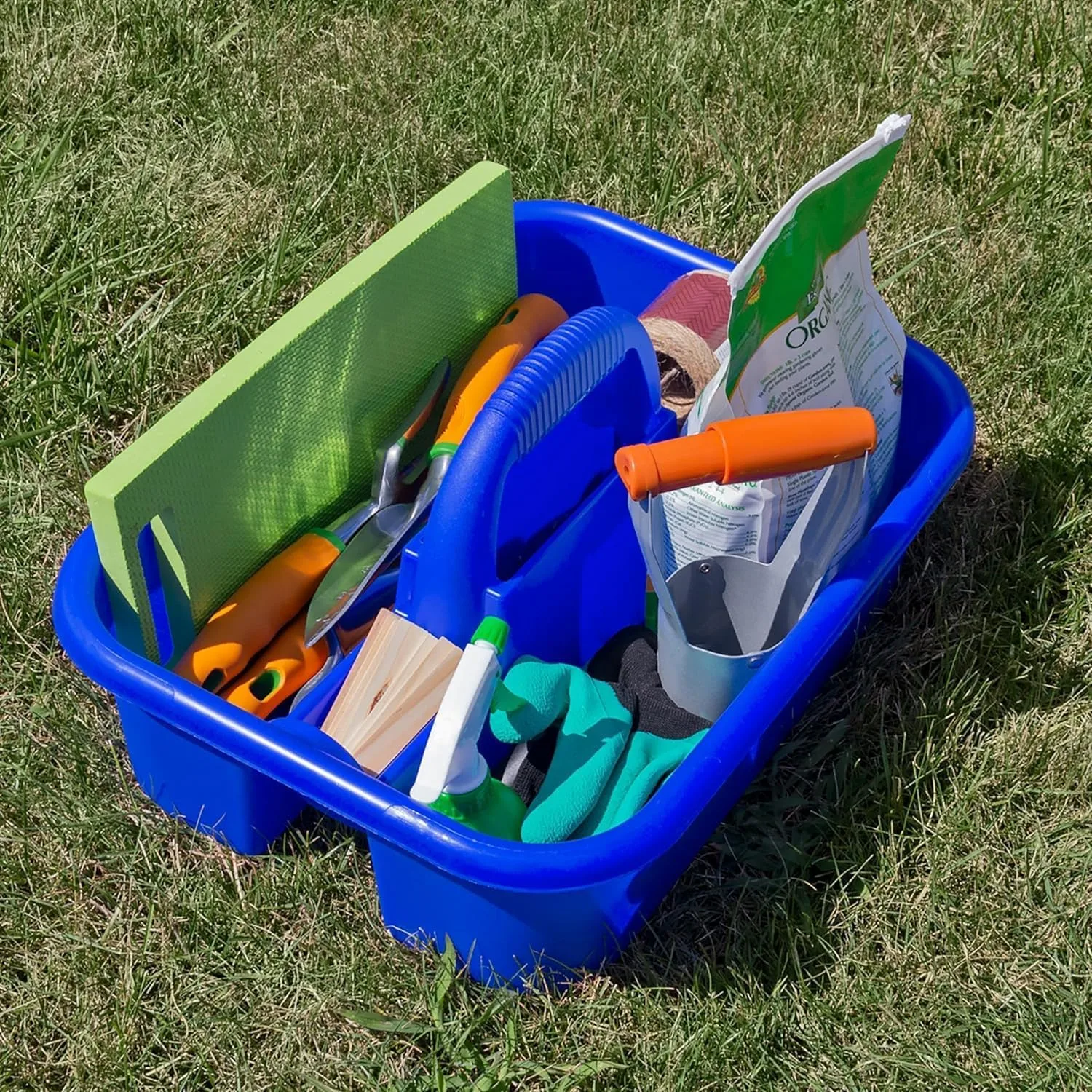 Akro-Mils 09185 Plastic Tote Tool & Supply Cleaning Caddy with Handle, (18-3/8-Inch x 13-7/8-Inch x 9-Inch), Blue