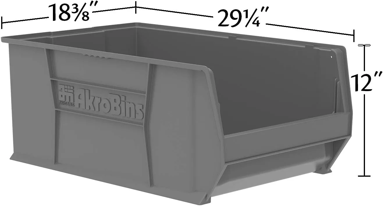Akro-Mils 30290 29-Inch D x 18-Inch W x 12-Inch H Super Size Plastic Stacking Storage Bin, Blue (1-Pack)