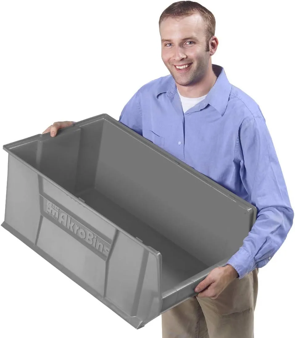Akro-Mils 30290 29-Inch D x 18-Inch W x 12-Inch H Super Size Plastic Stacking Storage Bin, Blue (1-Pack)