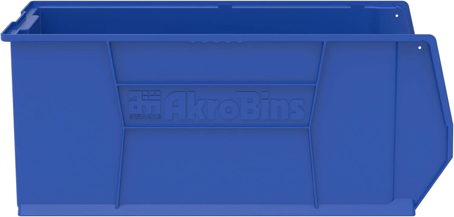 Akro-Mils 30290 29-Inch D x 18-Inch W x 12-Inch H Super Size Plastic Stacking Storage Bin, Blue (1-Pack)