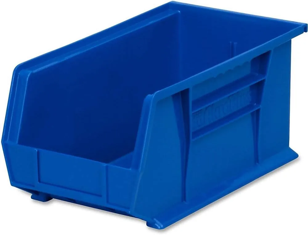Akro-Mils Medium Stackable Storage Bin, 8.25 x 14.75 x 7 in, Blue