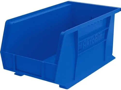 Akro-Mils Medium Stackable Storage Bin, 8.25 x 14.75 x 7 in, Blue