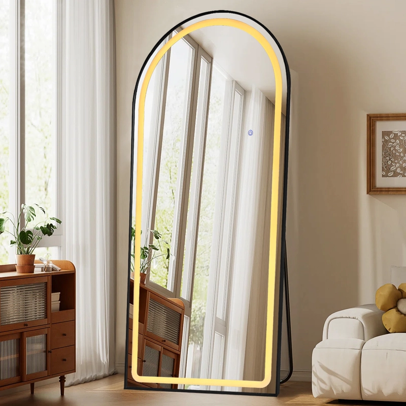Floor mirror -71.5" x 31.5" LED floor mirror (BLACK)