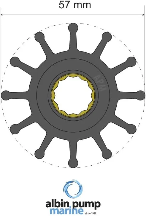 Albin Group Premium Impeller Kit PN 06-01-014, 57 x 16 x 48.2mm, 12-Blade