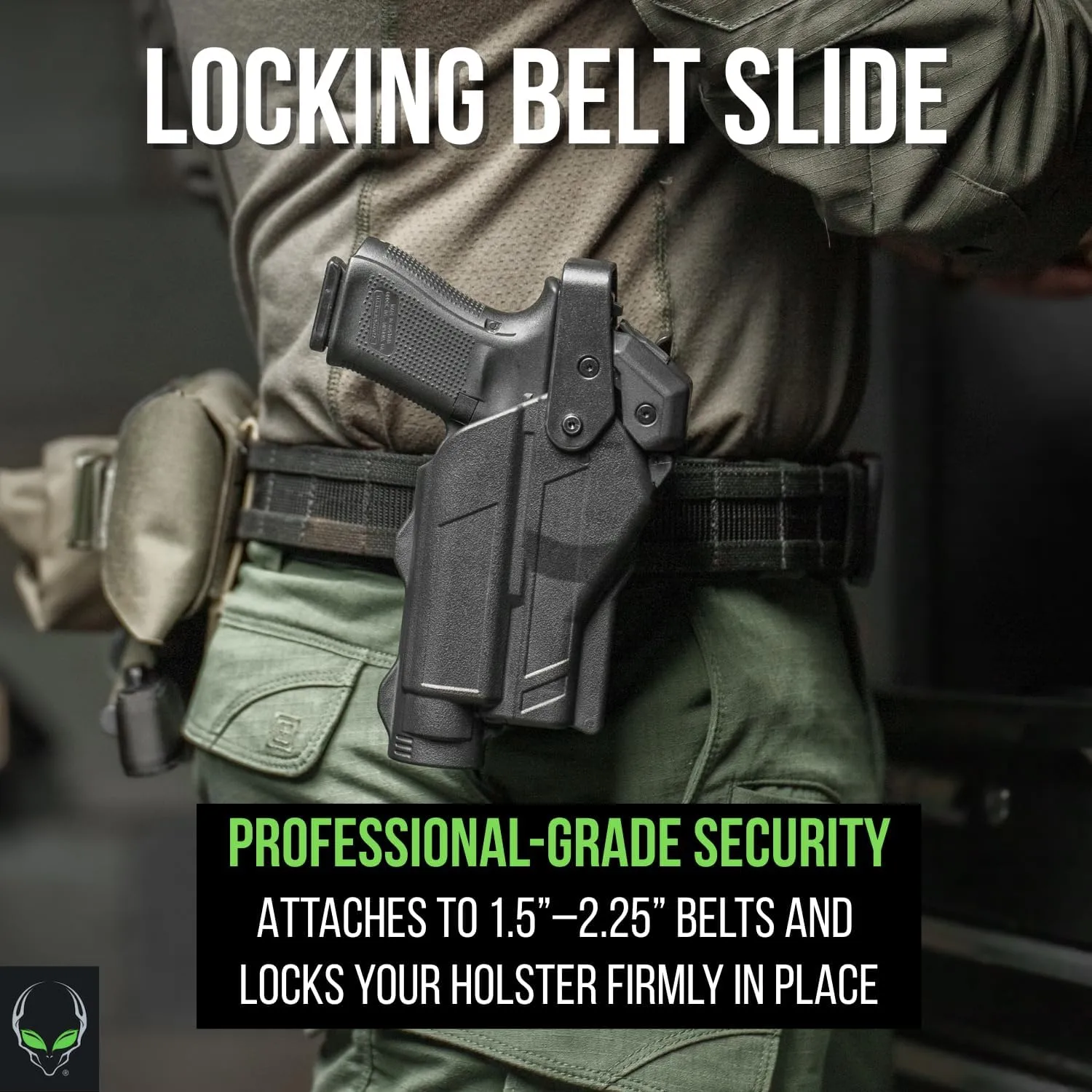 Alien Gear Locking Belt Slide – Fits 1.5” to 2.25” Belts – QDS Compatible Holster Attachment – Professional-Grade Security