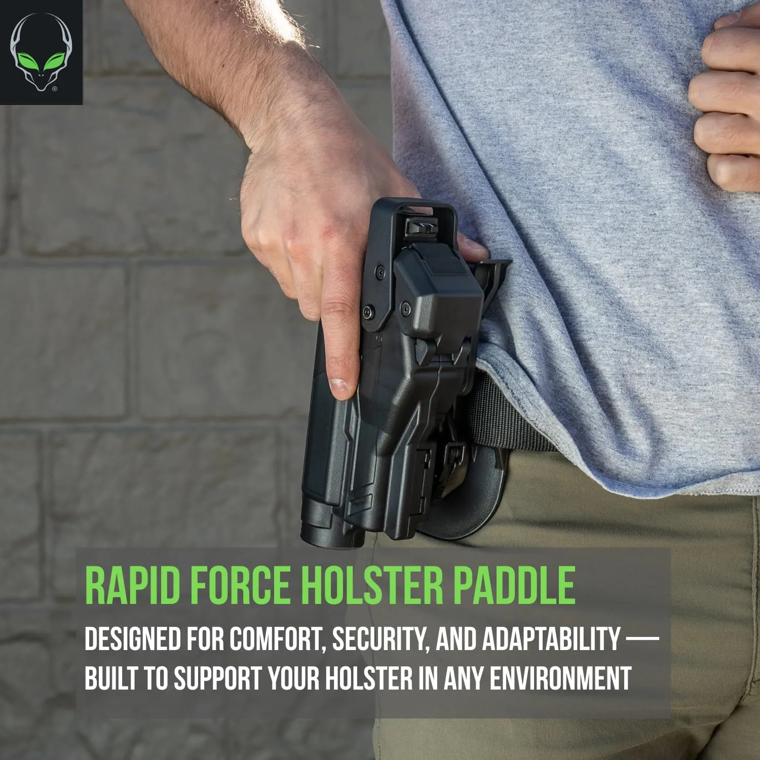 Alien Gear Rapid Force Holster Paddle – Secure Belt Fit up to 1 ¾” – Durable Polymer – Works with Rapid Force Level II