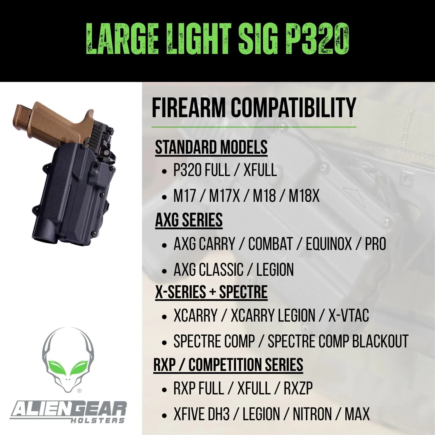 ALIEN GEAR Rapid Force Level 2 OWB Holster - Locking Belt Slide - Right Hand - Matte Black - Light & Optic Compatible
