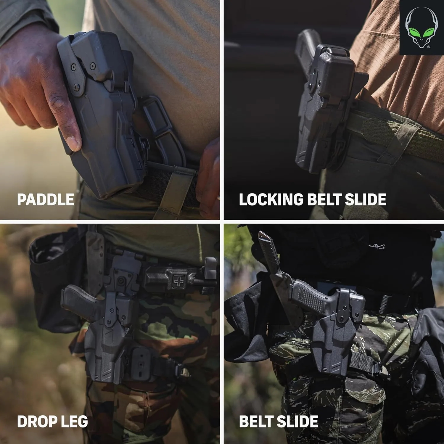 ALIEN GEAR Rapid Force Level III Duty Holster - Left Hand - No Light, Compact Light and Large Light Compatible