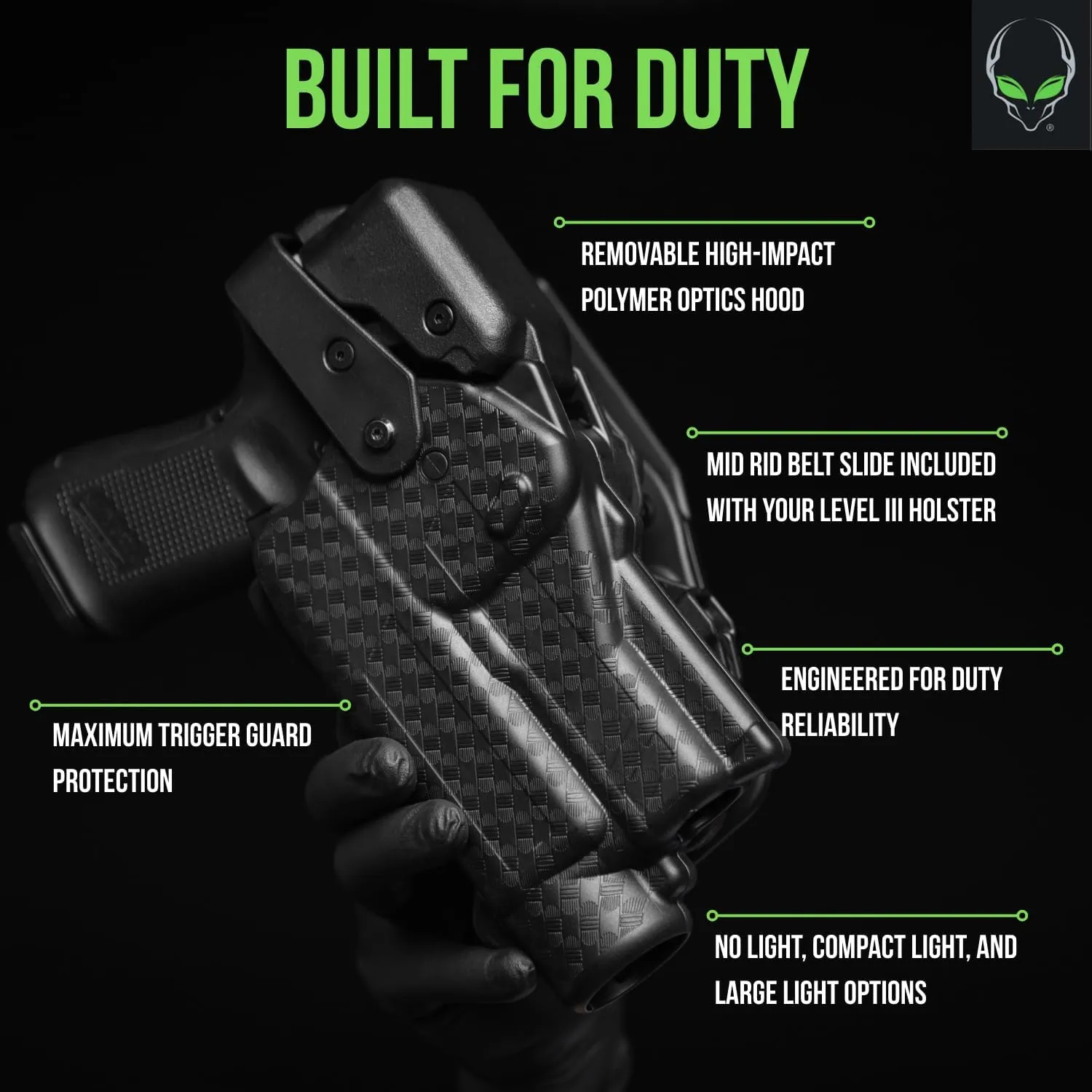 ALIEN GEAR Rapid Force Level III Duty Holster - Right Hand - Basket Weave Black