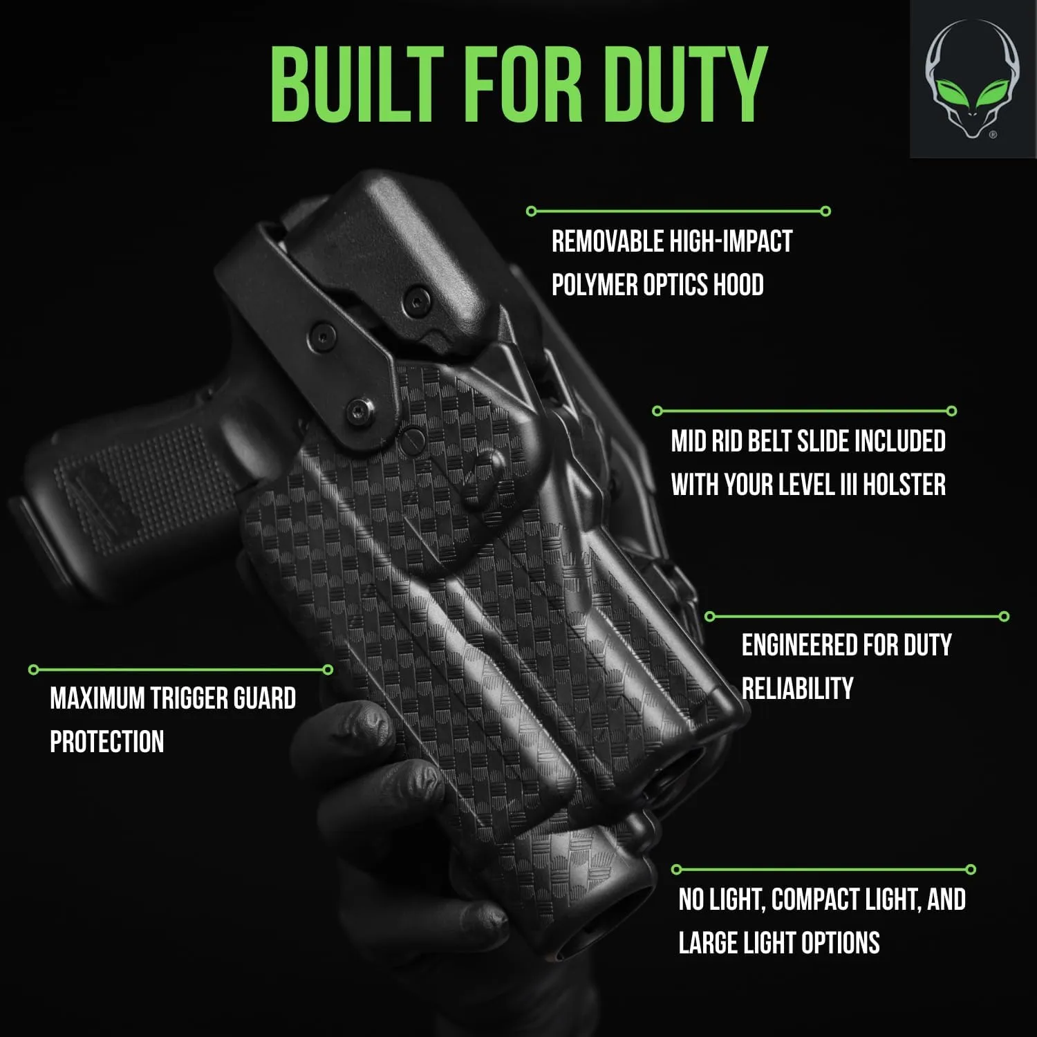 ALIEN GEAR Rapid Force Level III Duty Holster - Right Hand - Basket Weave Black