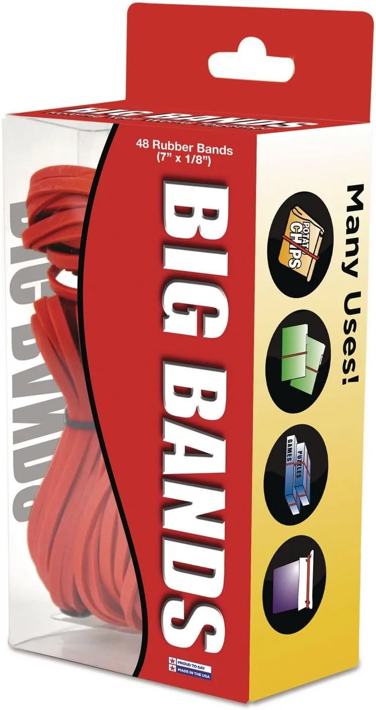 Alliance Rubber 00699 Big Bands - Large Rubber Bands for Oversized Jobs - 48 Pack - 7in x 1/8in - Red