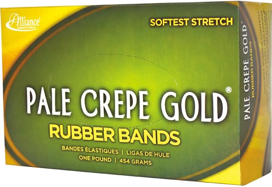 Alliance Rubber 20185 Pale Crepe Gold Rubber Bands, Size #18, 1 lb Box (Approx. 2205)