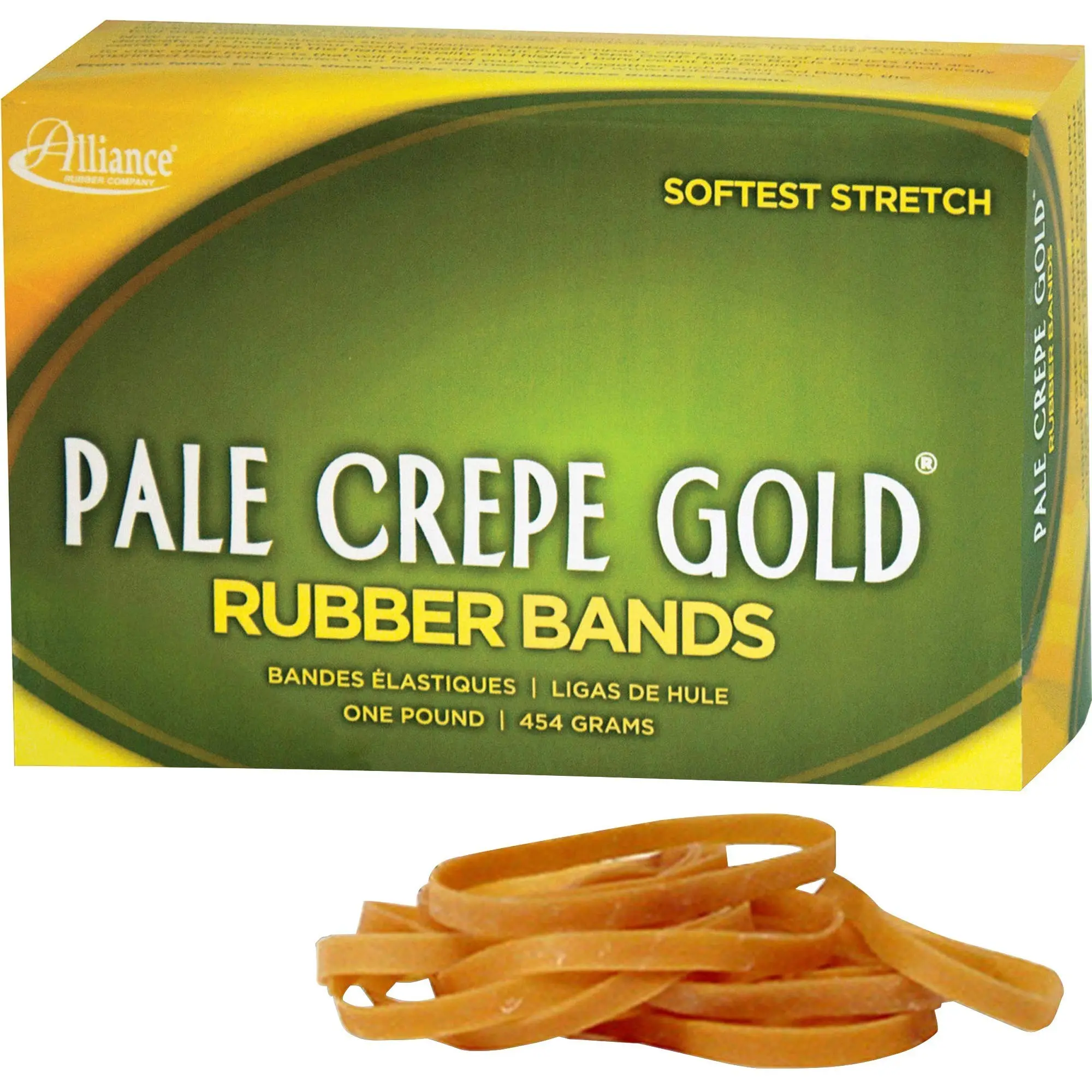 Alliance Rubber 20185 Pale Crepe Gold Rubber Bands, Size #18, 1 lb Box (Approx. 2205)