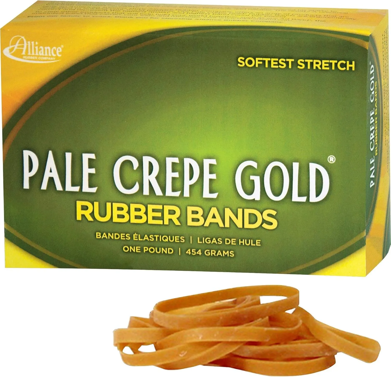 Alliance Rubber 20185 Pale Crepe Gold Rubber Bands, Size #18, 1 lb Box (Approx. 2205)