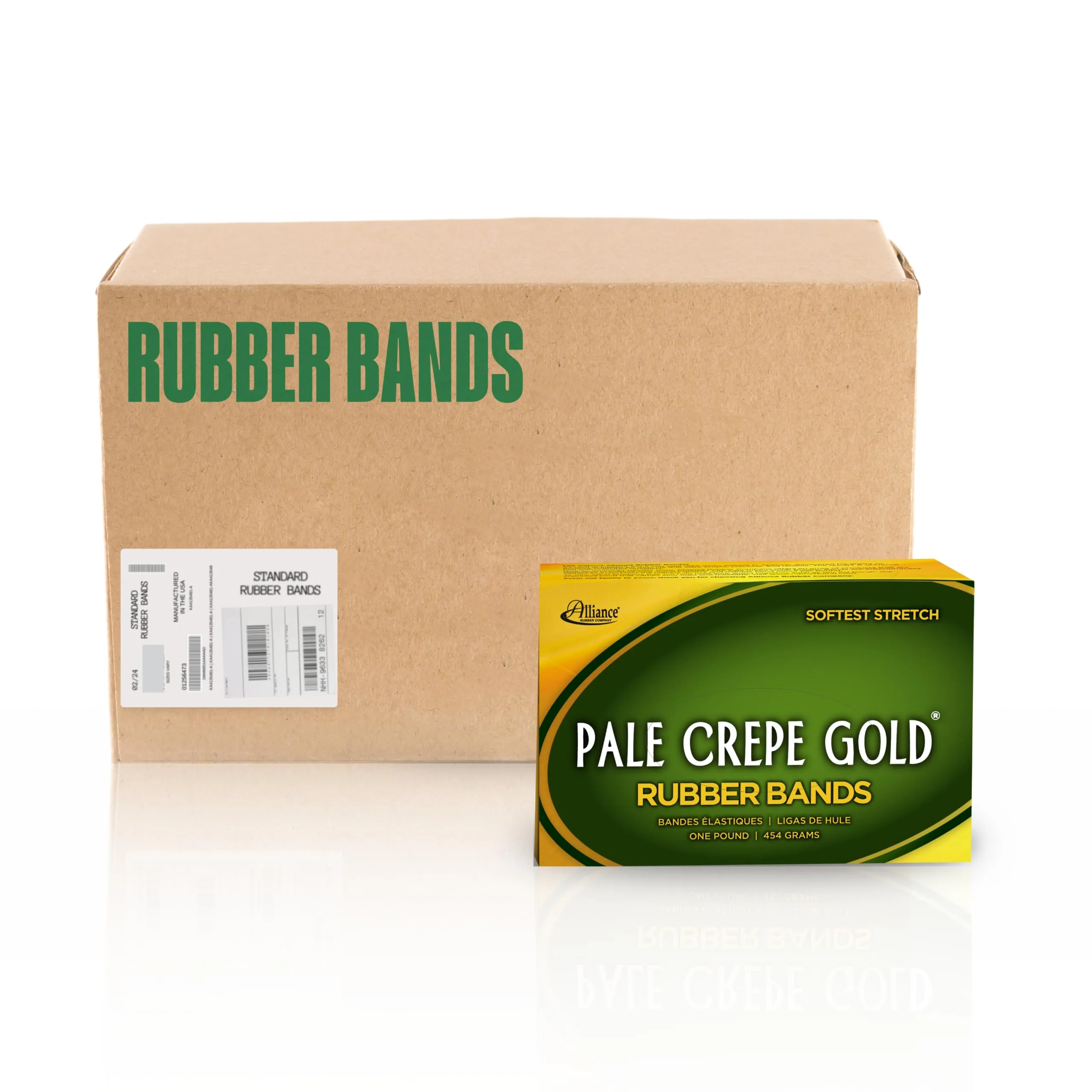 Alliance Rubber 20845 Pale Crepe Gold Rubber Bands Size #84, 1 lb Box (Approx. 240 Bands)