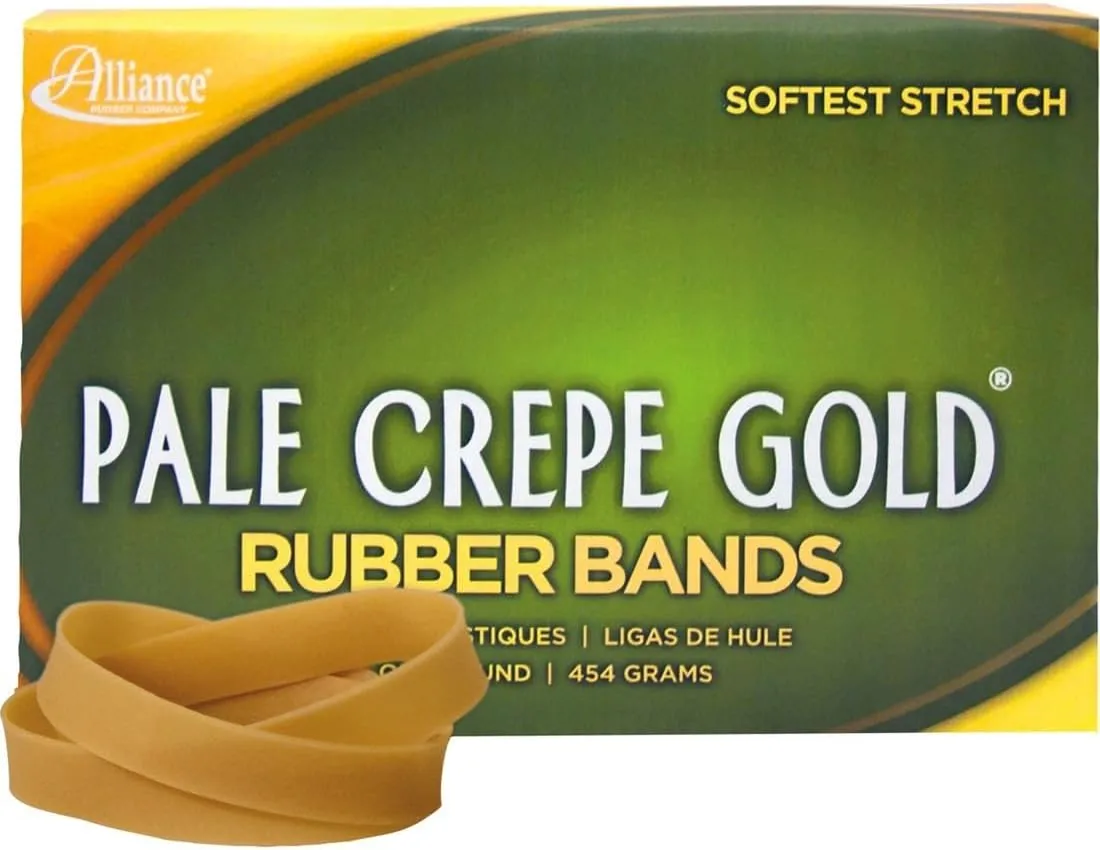 Alliance Rubber 20845 Pale Crepe Gold Rubber Bands Size #84, 1 lb Box (Approx. 240 Bands)