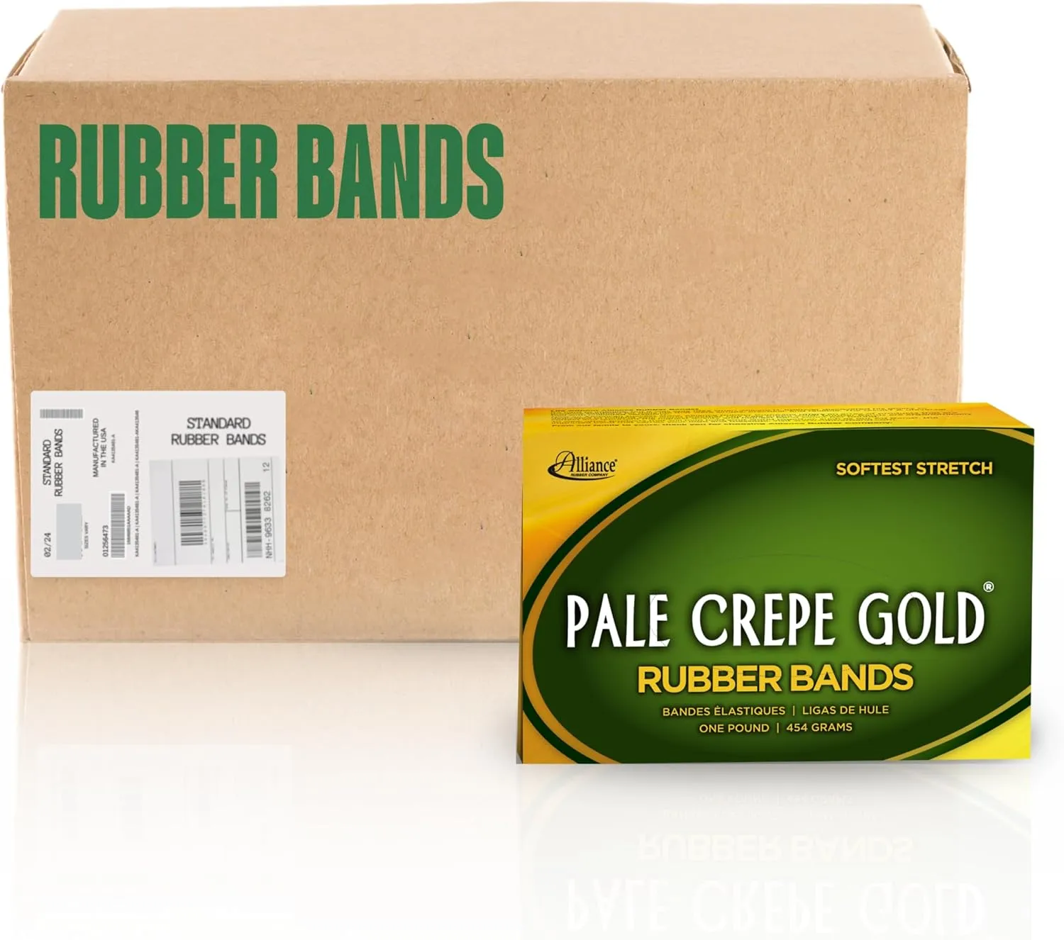 Alliance Rubber 20845 Pale Crepe Gold Rubber Bands Size #84, 1 lb Box (Approx. 240 Bands)