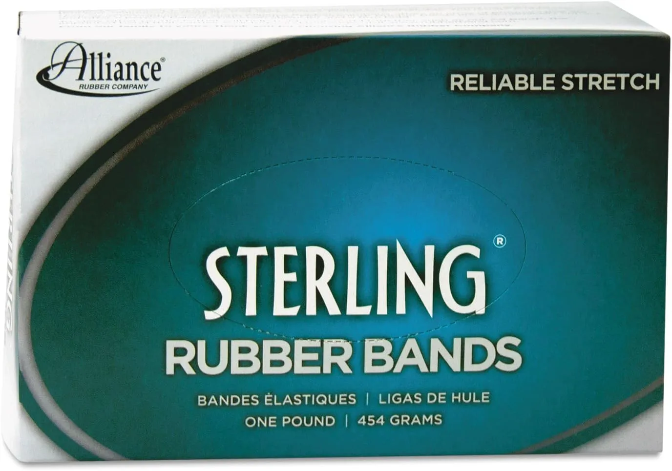 Alliance Rubber 24105 Sterling Rubber Bands Size #10, 1 lb Box (1.25" x 0.06"), Natural Crepe, Approx. 5000 Bands