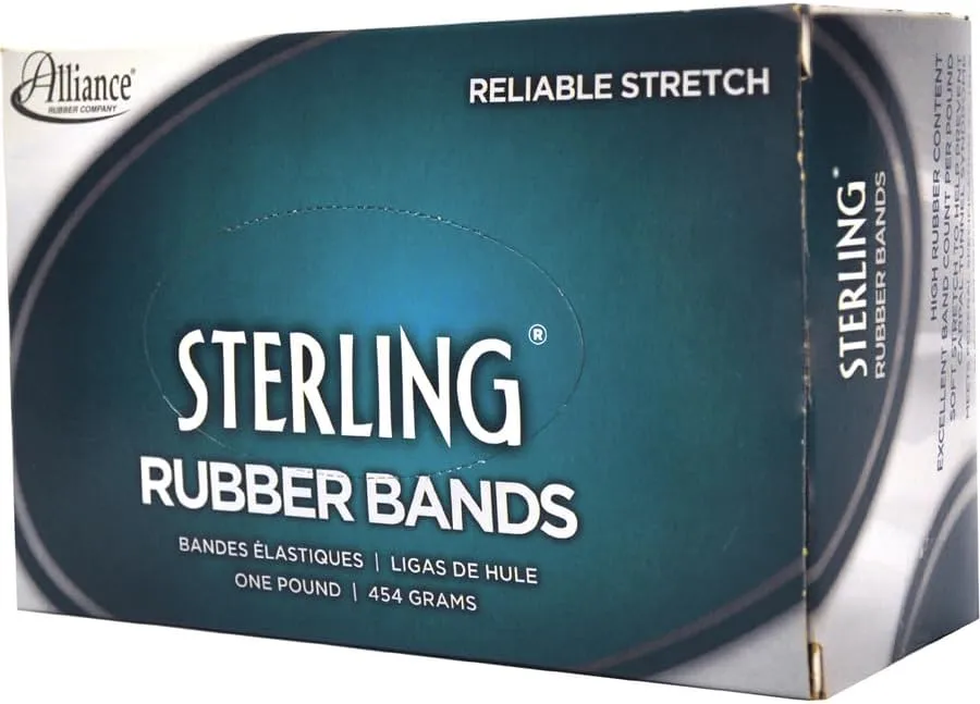 Alliance Rubber 24185 Sterling Rubber Bands Size #18, 1 lb Box Contains Approx. 1900 Bands (3" x 1/16", Natural Crepe), Beige 1 Pounds