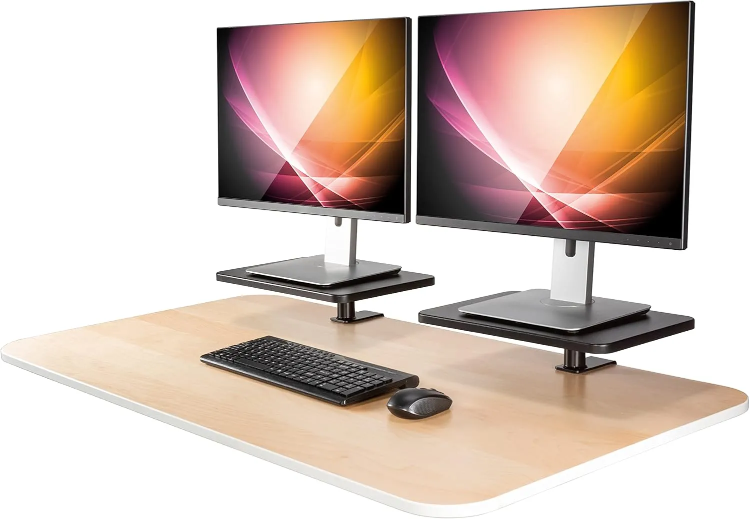 Allsop Ascend Metal/Wood Adjustable Monitor Stands, 5-3/4inH x 15inW x 9-1/4inD, Brown, Set Of 2 Stands