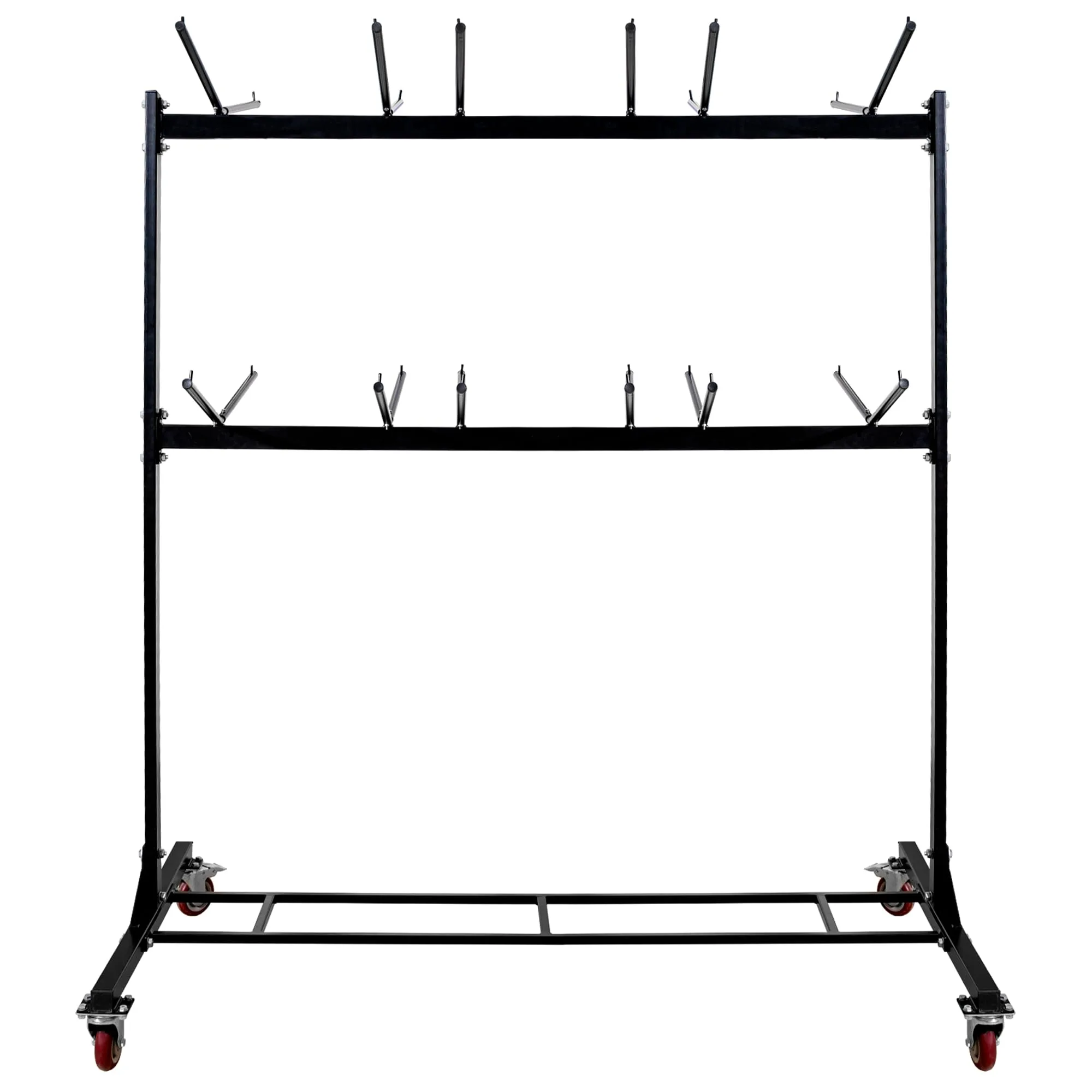 Alpine AdirOffice 1,000 Lb 2-Tier Steel Folding Chair Cart, 76-1/8inH x 67-3/4inW x 33-1/8inD, Black